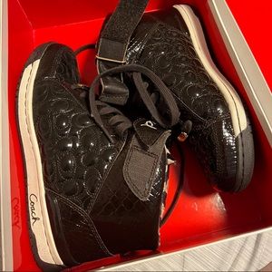 Coach patent leather high top sneakers - almost new size 6